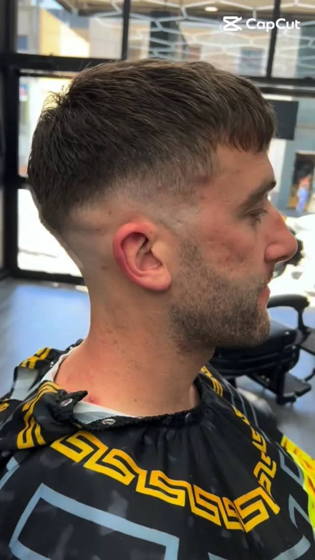 French crop with skin fade, Versace cape